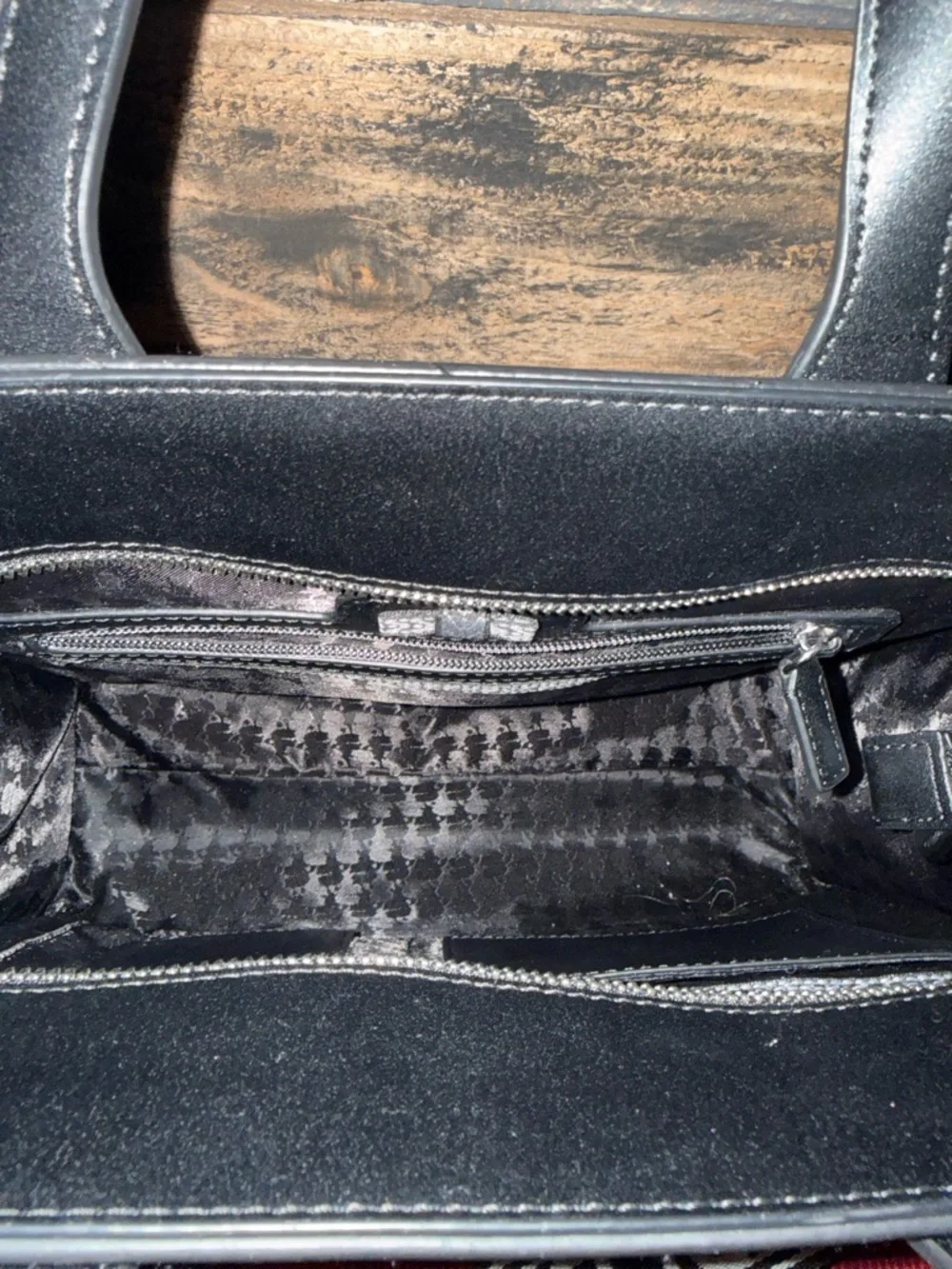 Karl Lagerfeld Black Leather Embossed Top-Handle Tote